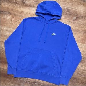 EUC bright blue nike hoodie with small embroidered logo
